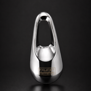 Premium chrome-plated single lever faucet handle with decorative cover cap for basin and kitchen mixer taps.