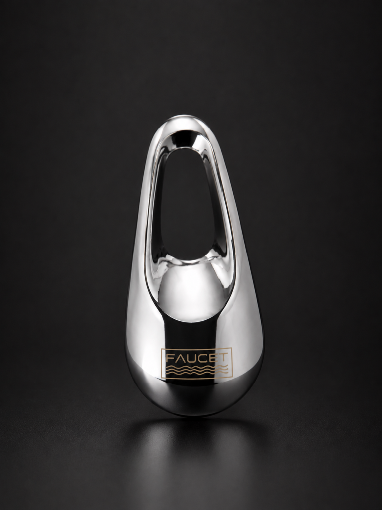 Premium chrome-plated single lever faucet handle with decorative cover cap for basin and kitchen mixer taps.